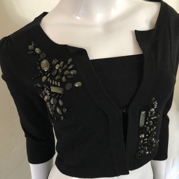 White House Black Market Embellished Cropped cardigan Sweater - Picture 3 of 8